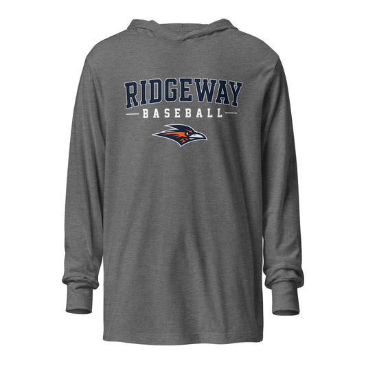 Performance | Hooded Long Sleeve T Shirt | Ridgeway High School Baseball | Modern Script Logo