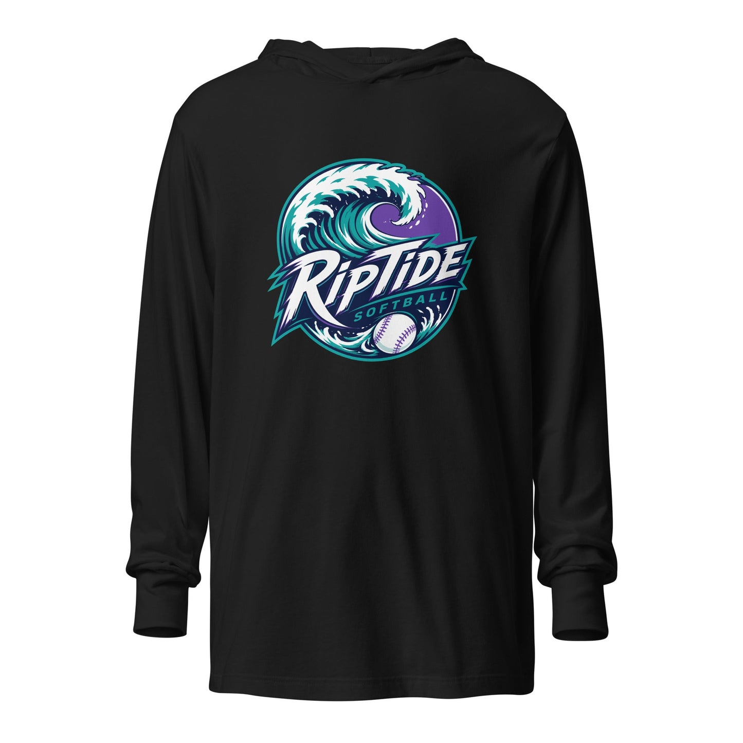 Performance | Hooded Long Sleeve T Shirt | RipTide Softball | Emblem Logo
