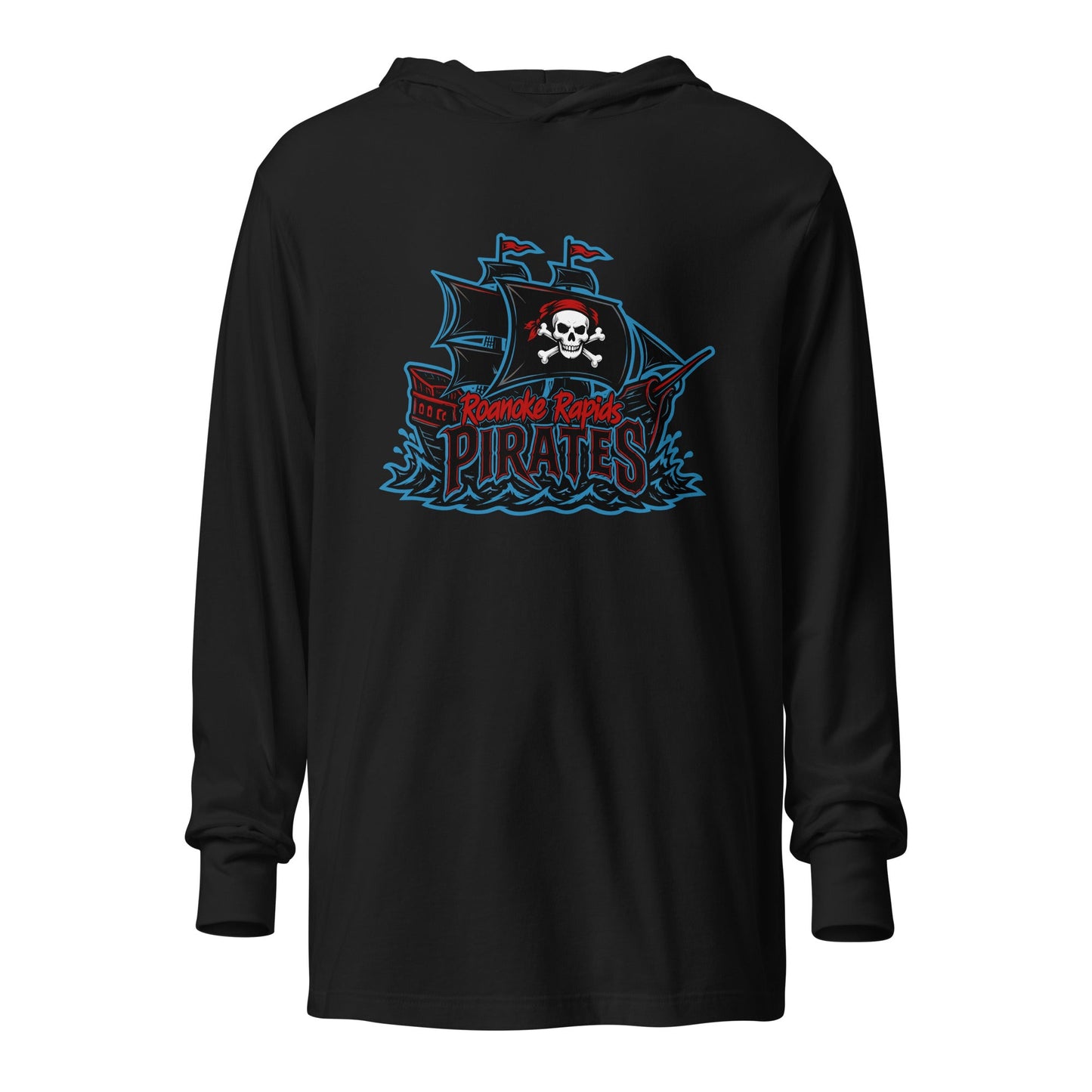 Performance | Hooded Long Sleeve T Shirt | Roanoke Rapids Pirates | Black Sail Battlers Logo