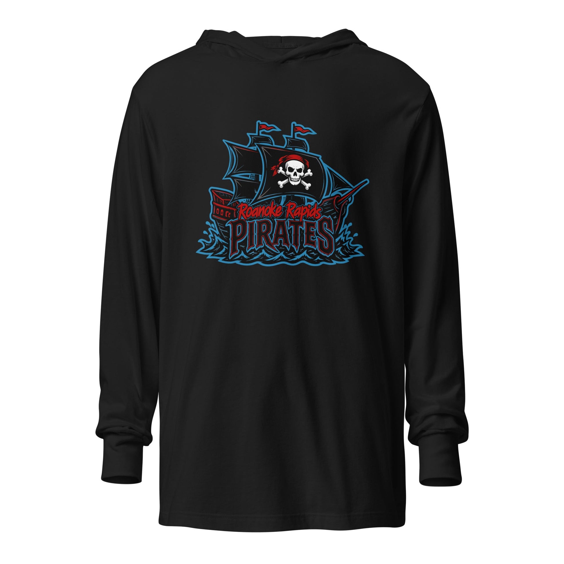 Performance | Hooded Long Sleeve T Shirt | Roanoke Rapids Pirates | Black Sail Battlers Logo
