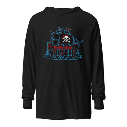 Performance | Hooded Long Sleeve T Shirt | Roanoke Rapids Pirates | Black Sail Battlers Logo