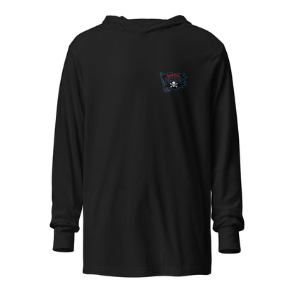Performance | Hooded Long Sleeve T Shirt | Roanoke Rapids Pirates | Blackwave Flag Logo