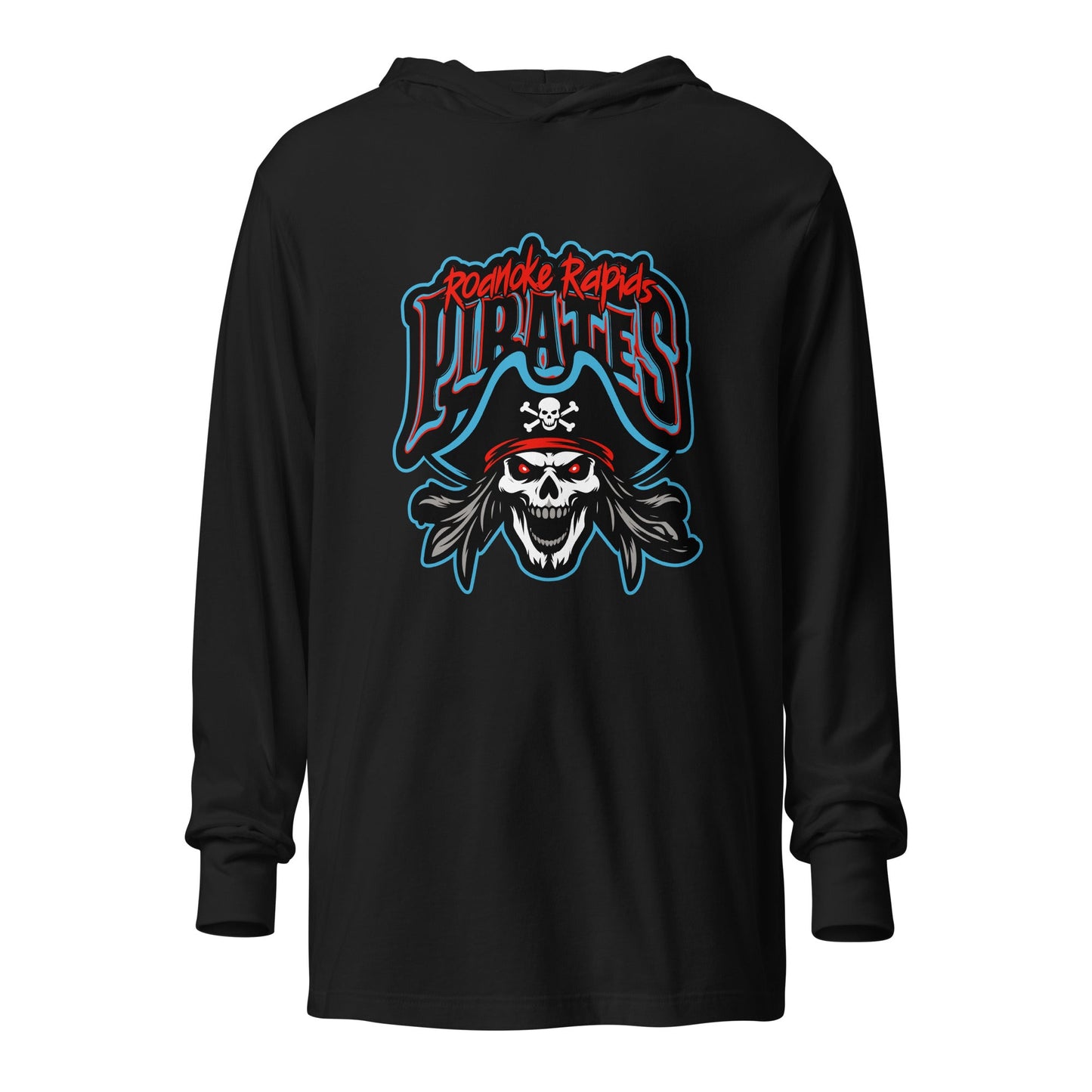 Performance | Hooded Long Sleeve T Shirt | Roanoke Rapids Pirates | Reaver Captain Logo