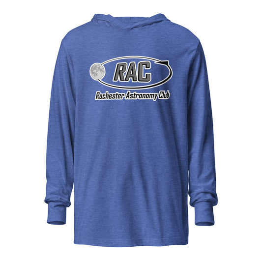 Performance | Hooded Long Sleeve T Shirt | Rochester Astronomy Club | Orbit Logo
