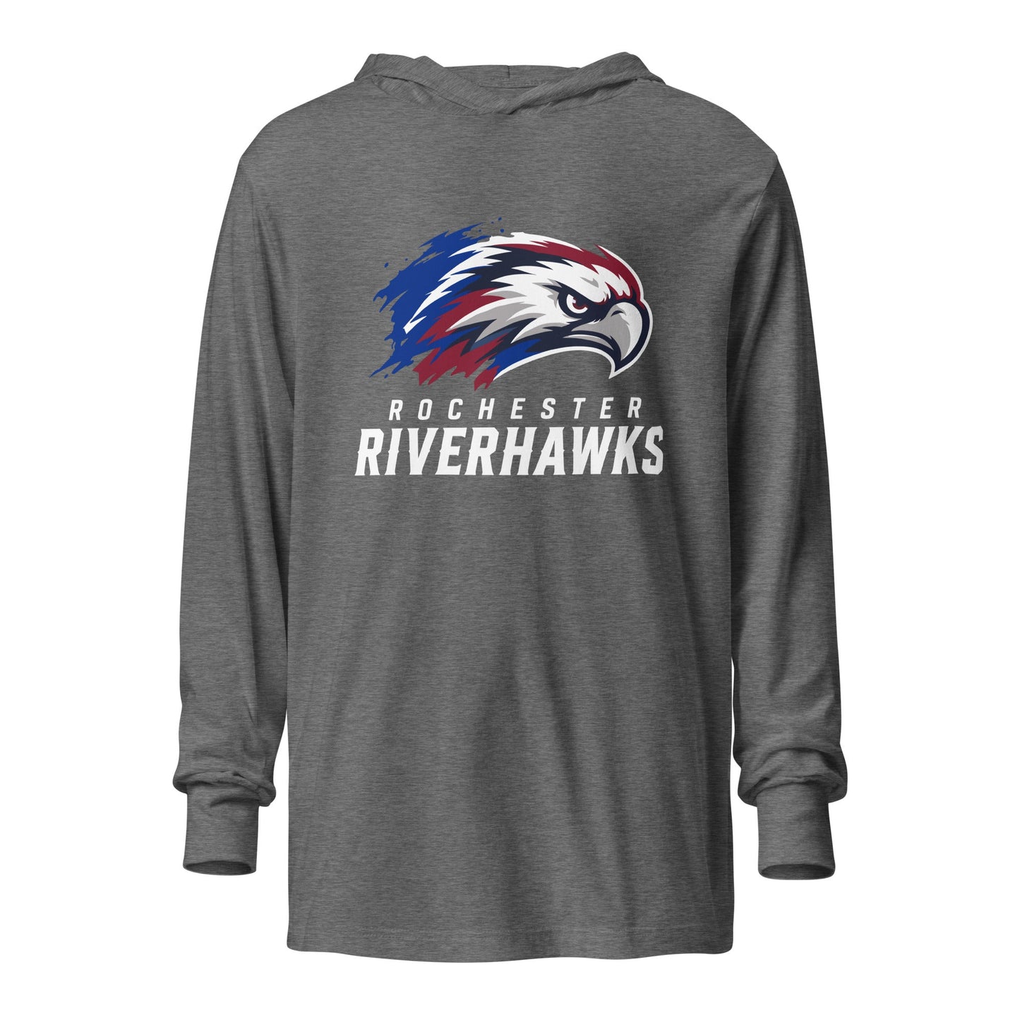Performance | Hooded Long Sleeve T Shirt | Rochester Riverhawks | Emblem Logo