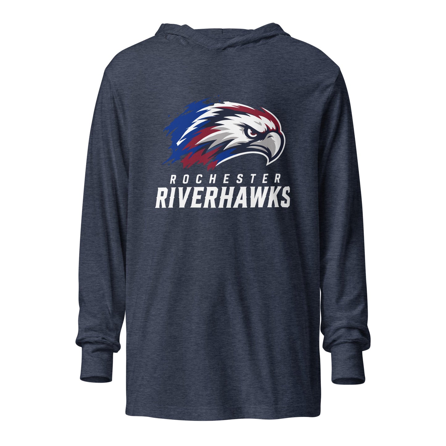 Performance | Hooded Long Sleeve T Shirt | Rochester Riverhawks | Emblem Logo