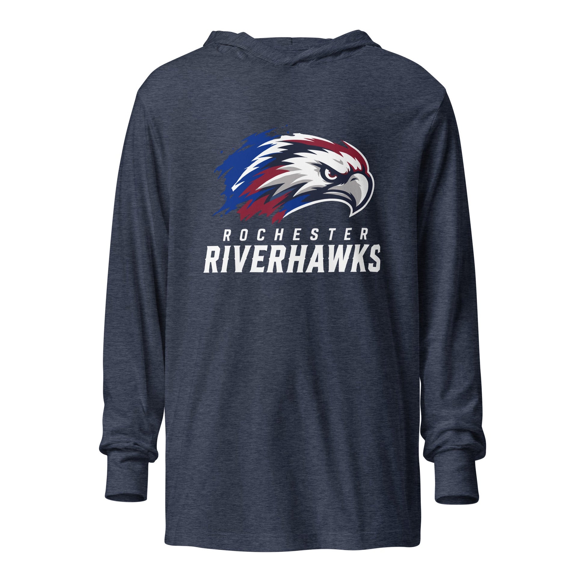 Performance | Hooded Long Sleeve T Shirt | Rochester Riverhawks | Emblem Logo