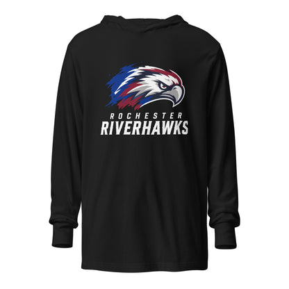 Performance | Hooded Long Sleeve T Shirt | Rochester Riverhawks | Emblem Logo
