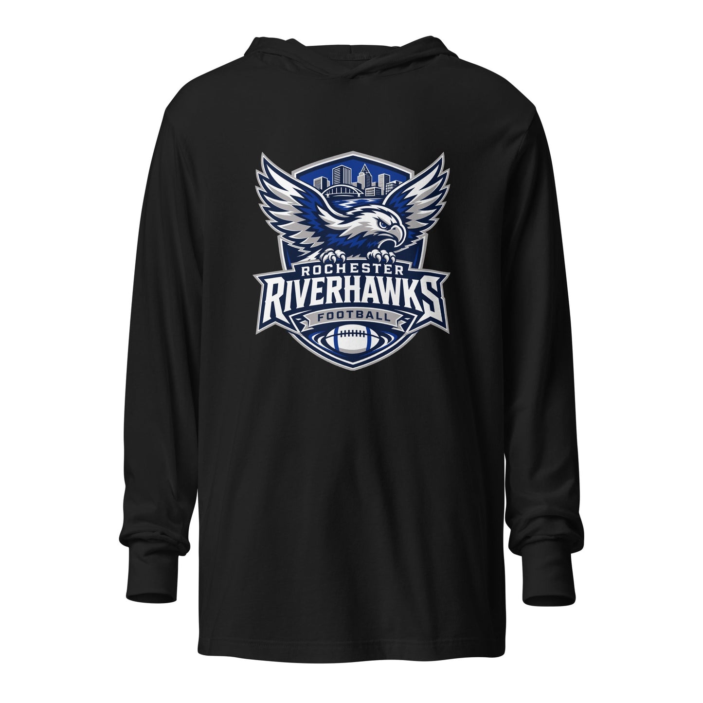 Performance | Hooded Long Sleeve T Shirt | Rochester Riverhawks | Shield Logo
