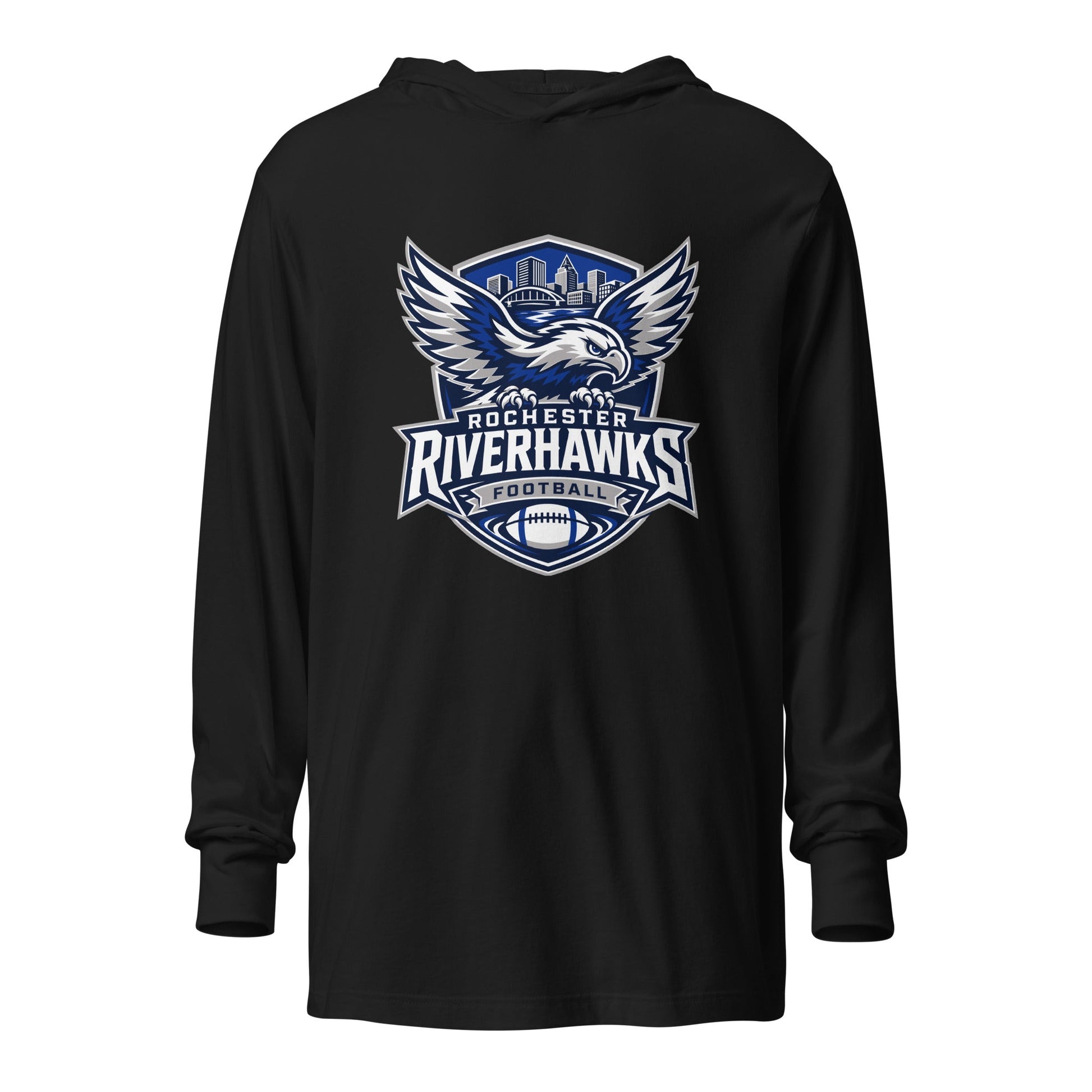 Performance | Hooded Long Sleeve T Shirt | Rochester Riverhawks | Shield Logo