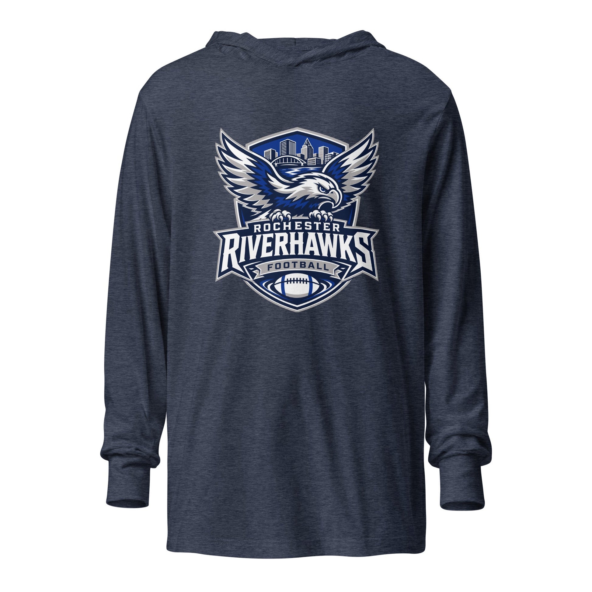 Performance | Hooded Long Sleeve T Shirt | Rochester Riverhawks | Shield Logo
