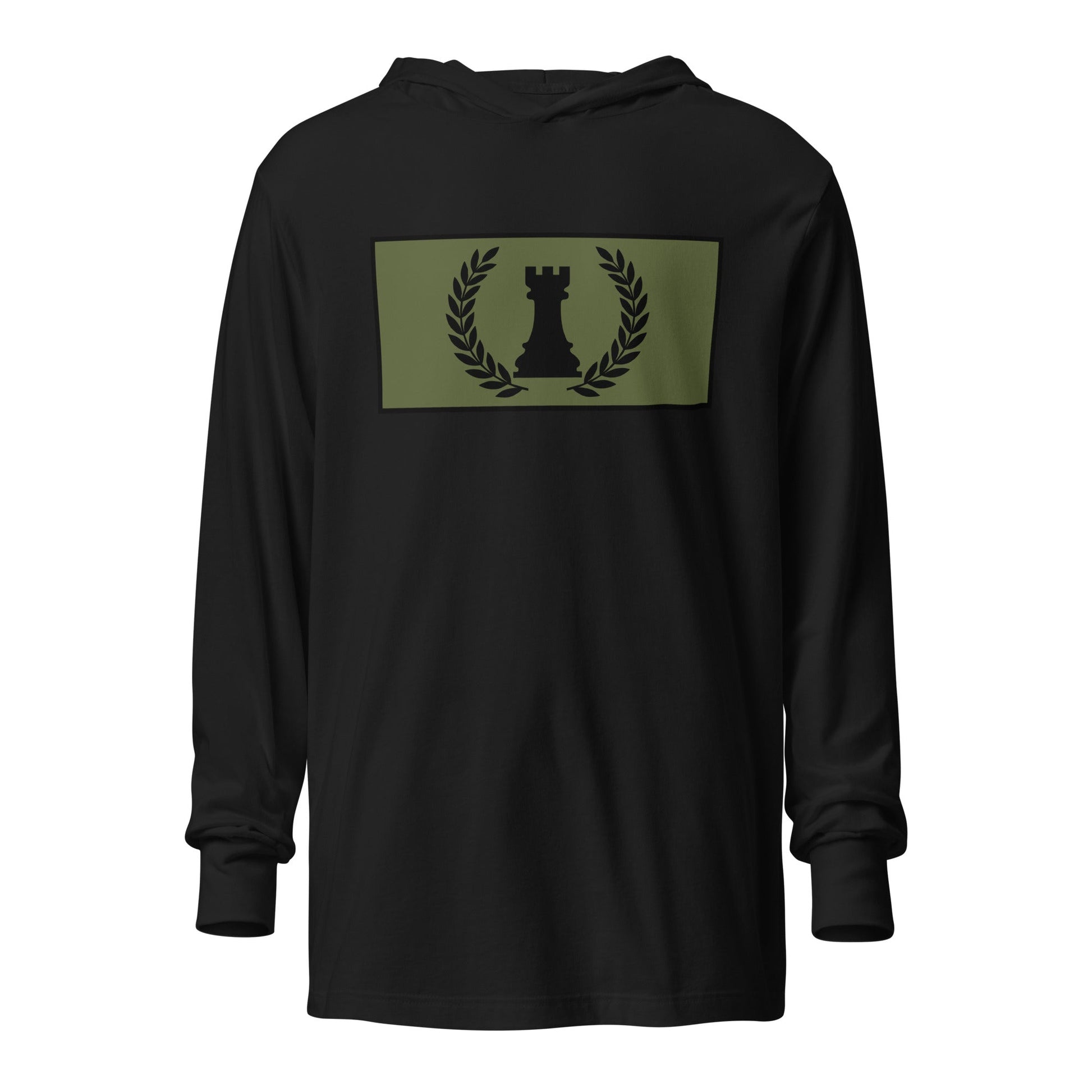 Performance | Hooded Long Sleeve T Shirt | Rook Defense Solutions | Apex Castle Logo