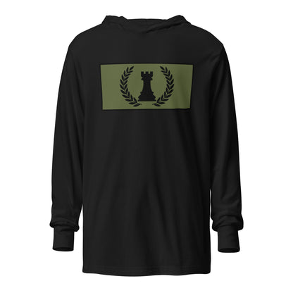 Performance | Hooded Long Sleeve T Shirt | Rook Defense Solutions | Apex Castle Logo