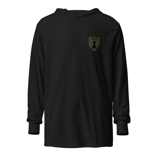 Performance | Hooded Long Sleeve T Shirt | Rook Defense Solutions | Crest Logo