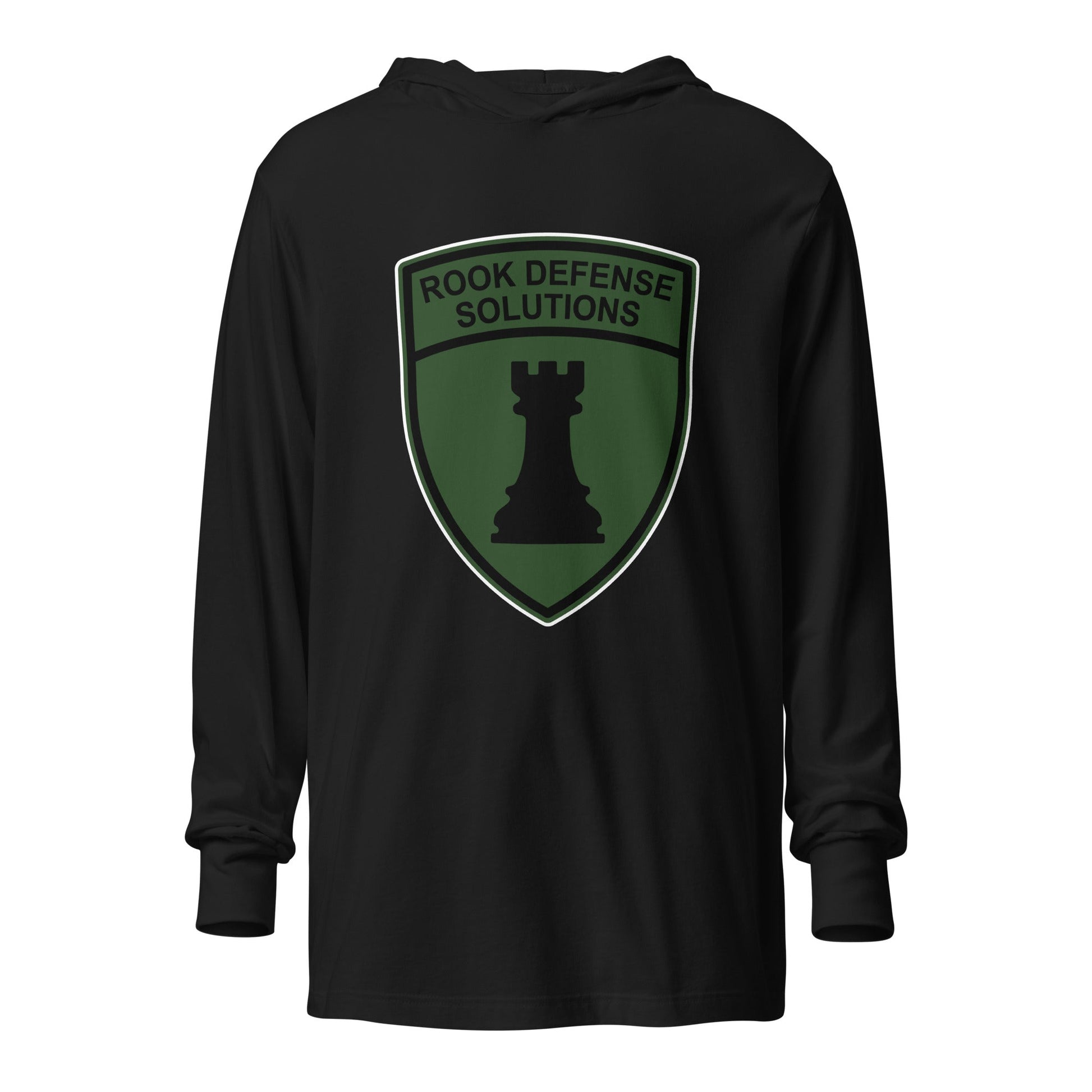 Performance | Hooded Long Sleeve T Shirt | Rook Defense Solutions | Emblem Logo