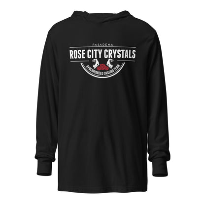 Performance | Hooded Long Sleeve T Shirt | Rose City Crystals | Script Logo