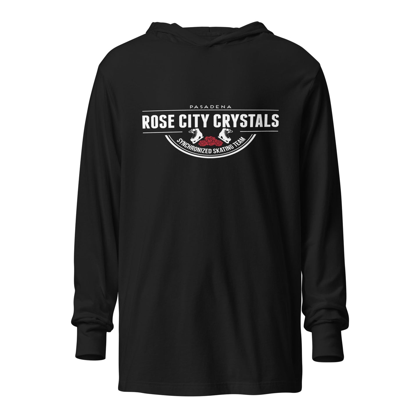 Performance | Hooded Long Sleeve T Shirt | Rose City Crystals | Script Logo