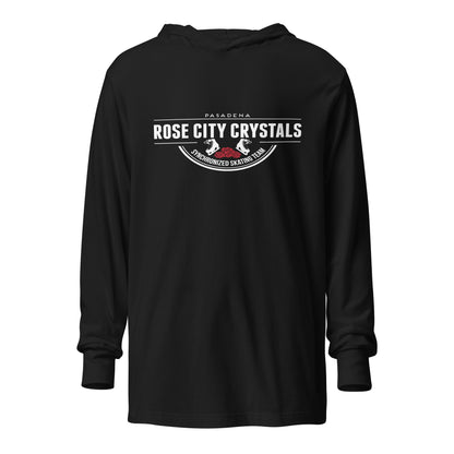 Performance | Hooded Long Sleeve T Shirt | Rose City Crystals | Script Logo