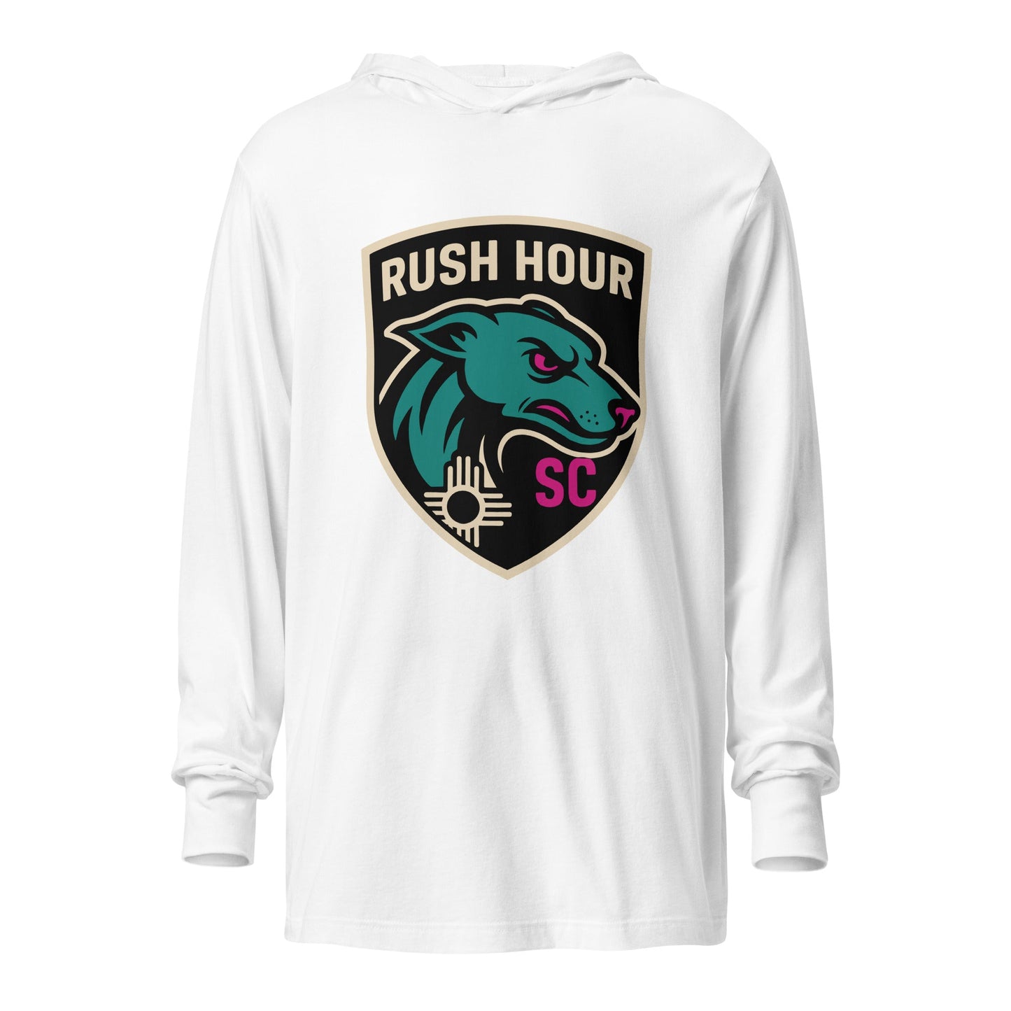 Performance | Hooded Long Sleeve T Shirt | Rush Hour | Badge Logo