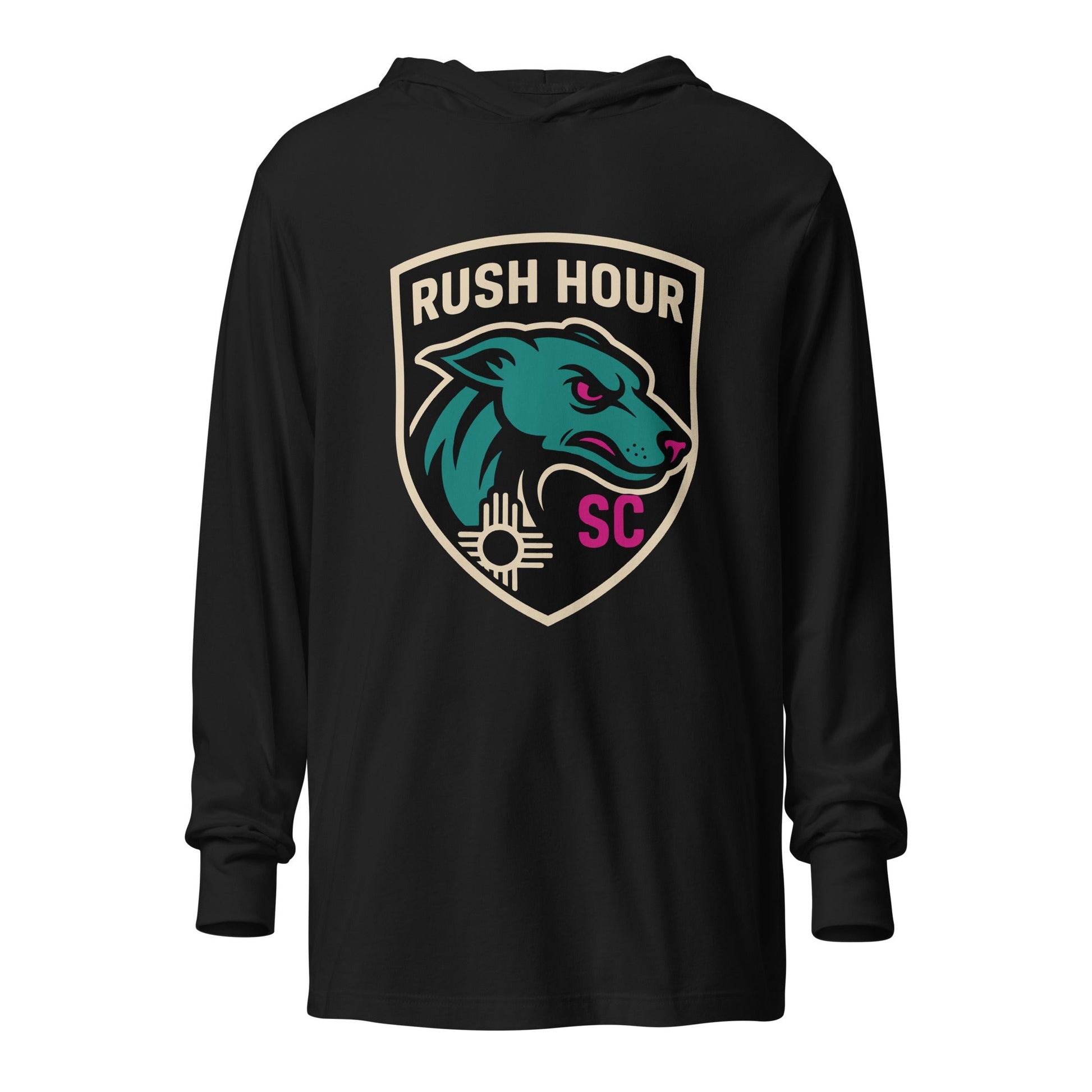 Performance | Hooded Long Sleeve T Shirt | Rush Hour | Badge Logo