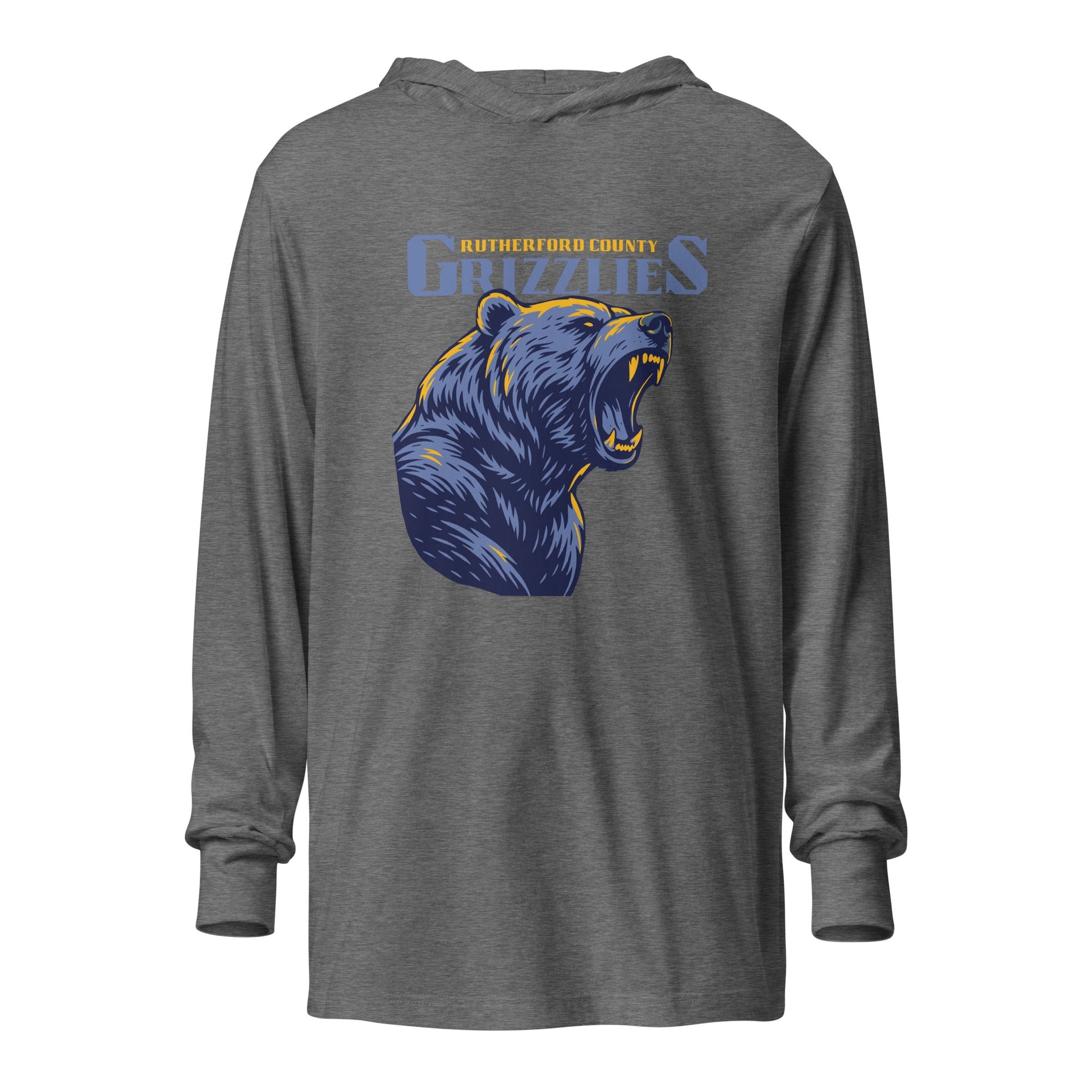 Performance | Hooded Long Sleeve T Shirt | Rutherford County Grizzlies Football | Big Grizzlies Logo