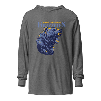 Performance | Hooded Long Sleeve T Shirt | Rutherford County Grizzlies Football | Big Grizzlies Logo