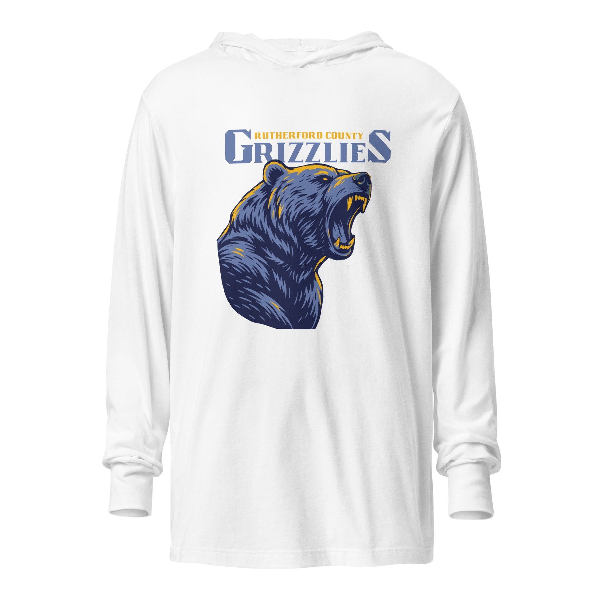 Performance | Hooded Long Sleeve T Shirt | Rutherford County Grizzlies Football | Big Grizzlies Logo