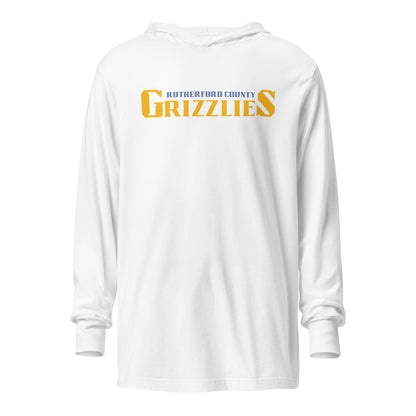Performance | Hooded Long Sleeve T Shirt | Rutherford County Grizzlies Football | Script Logo