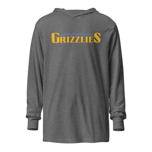 Performance | Hooded Long Sleeve T Shirt | Rutherford County Grizzlies Football | Script Logo