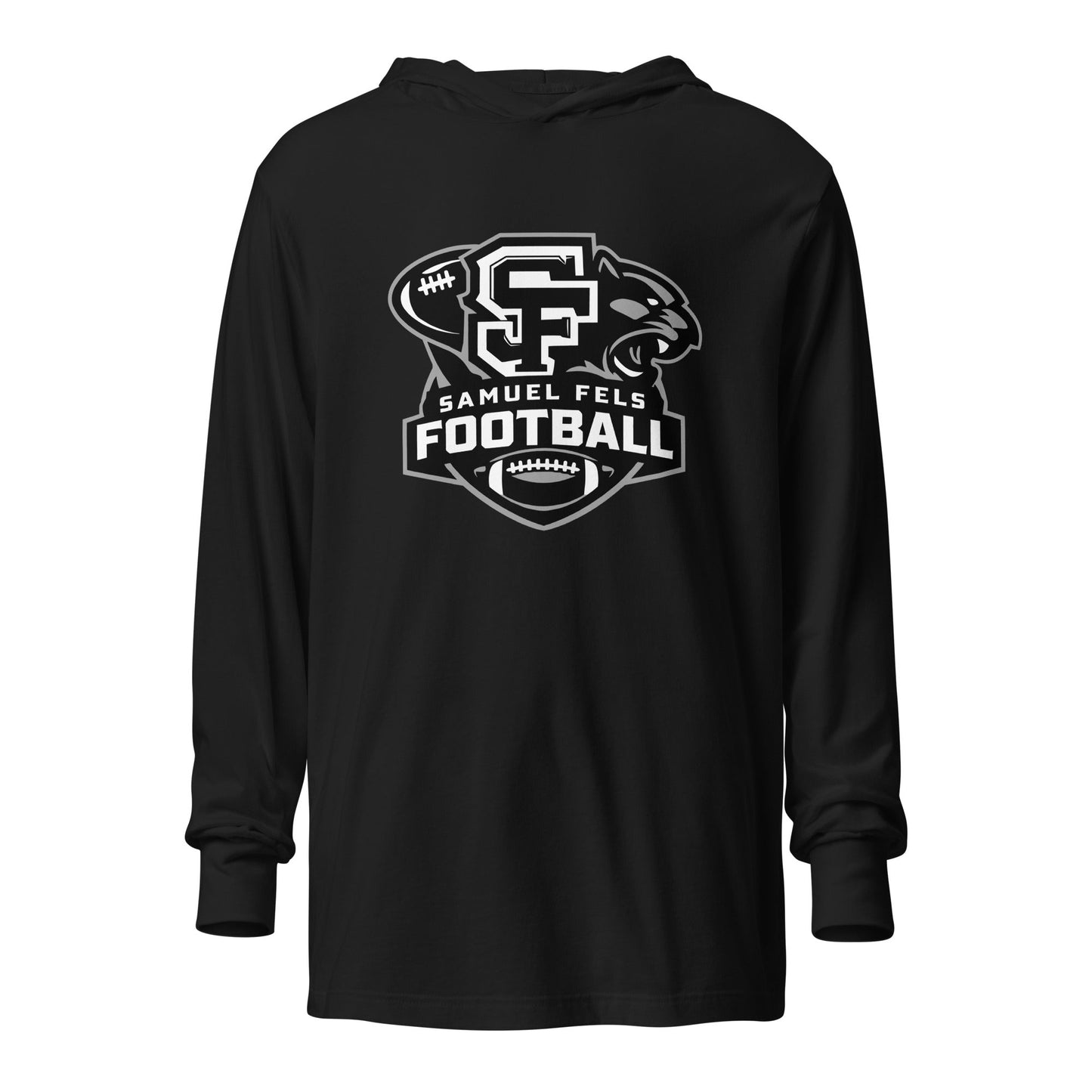 Performance | Hooded Long Sleeve T Shirt | Samuel Fels Football | Crest Logo