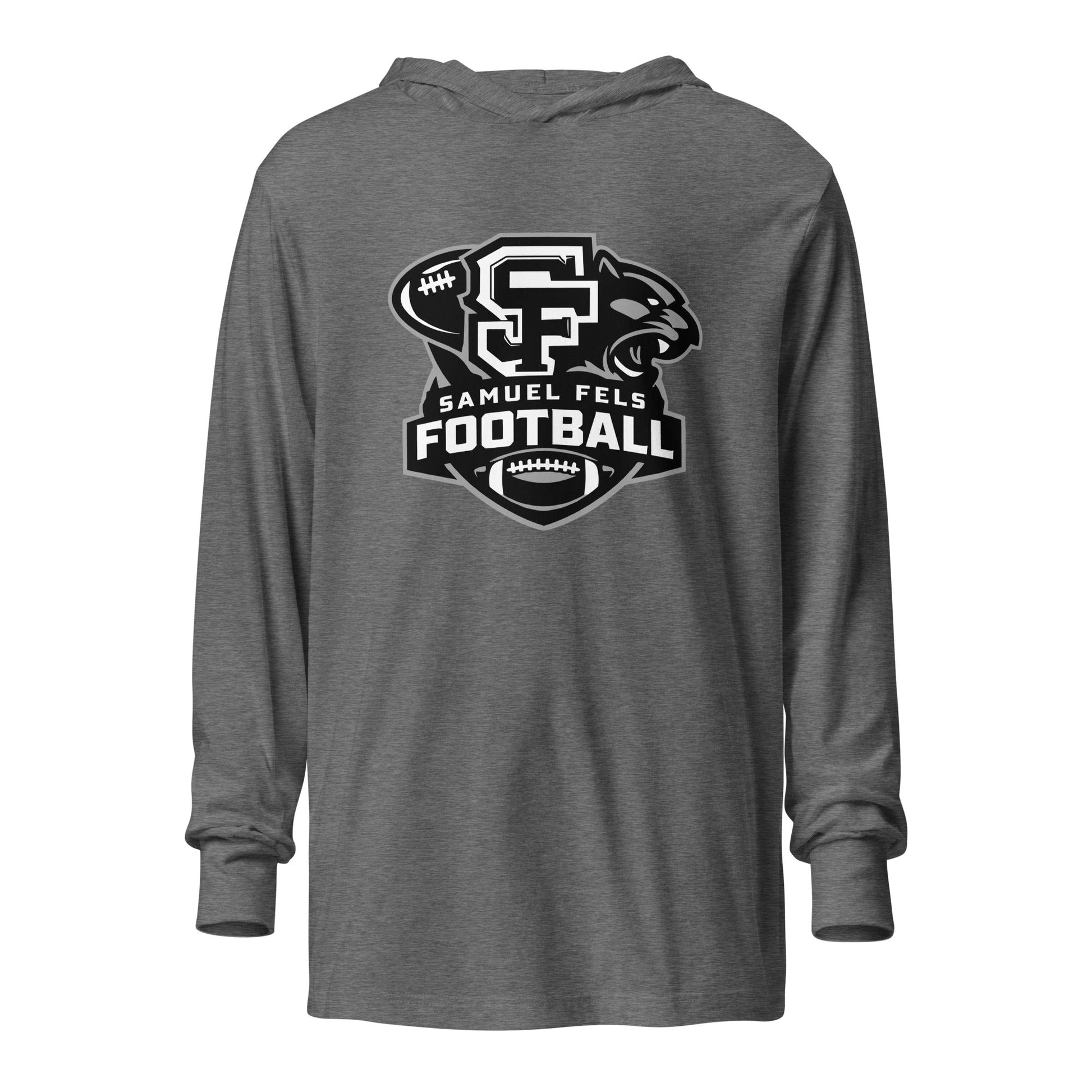 Performance | Hooded Long Sleeve T Shirt | Samuel Fels Football | Crest Logo