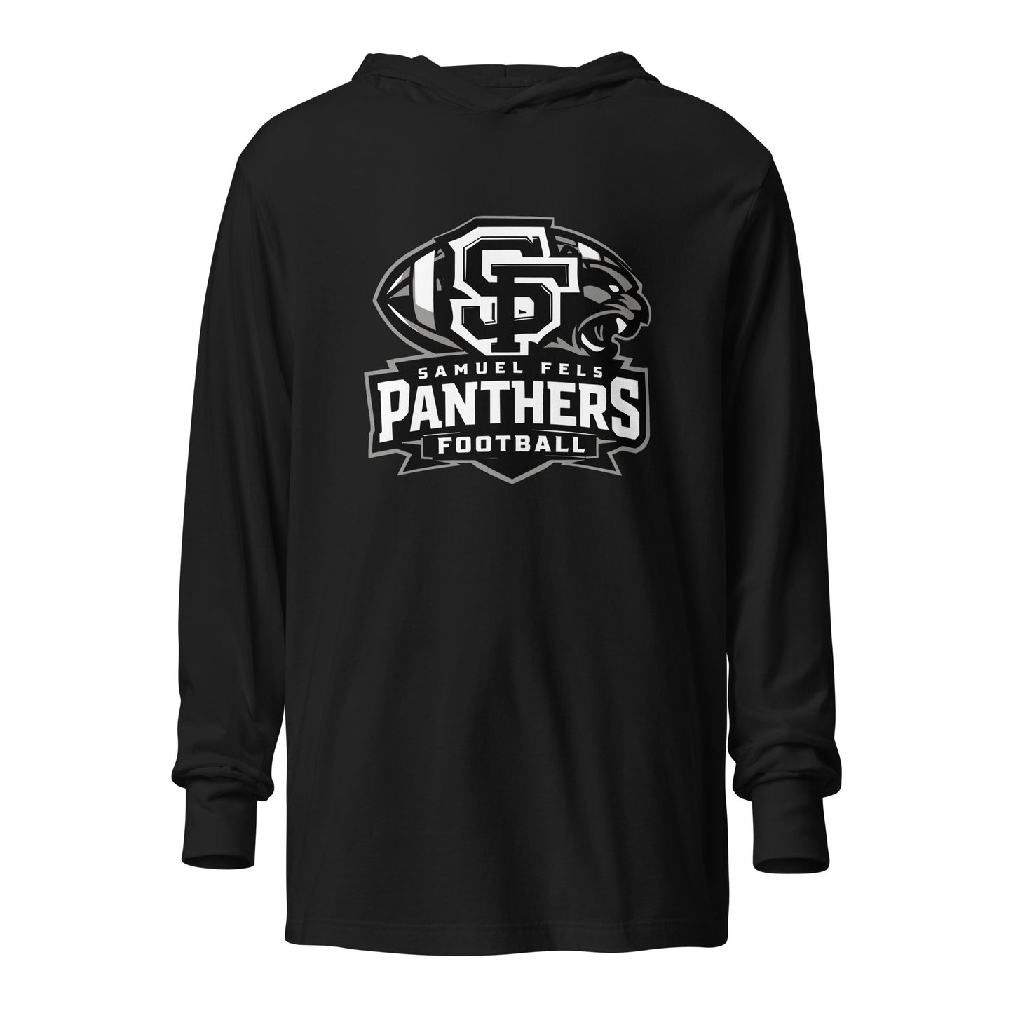 Performance | Hooded Long Sleeve T Shirt | Samuel Fels Football | Emblem Logo