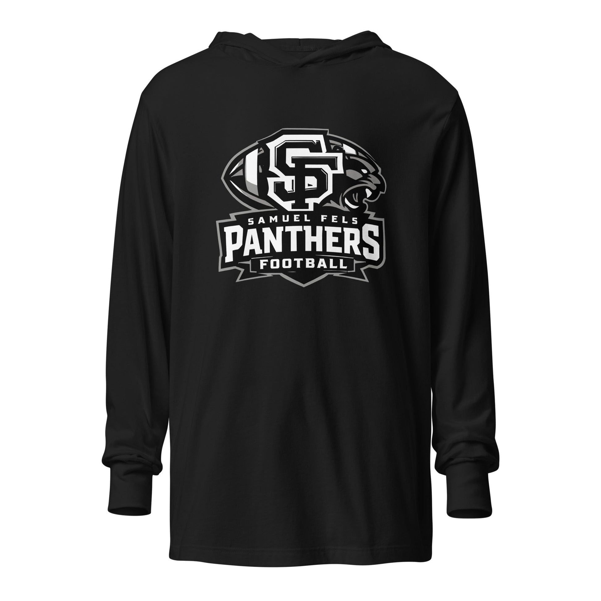 Performance | Hooded Long Sleeve T Shirt | Samuel Fels Football | Emblem Logo