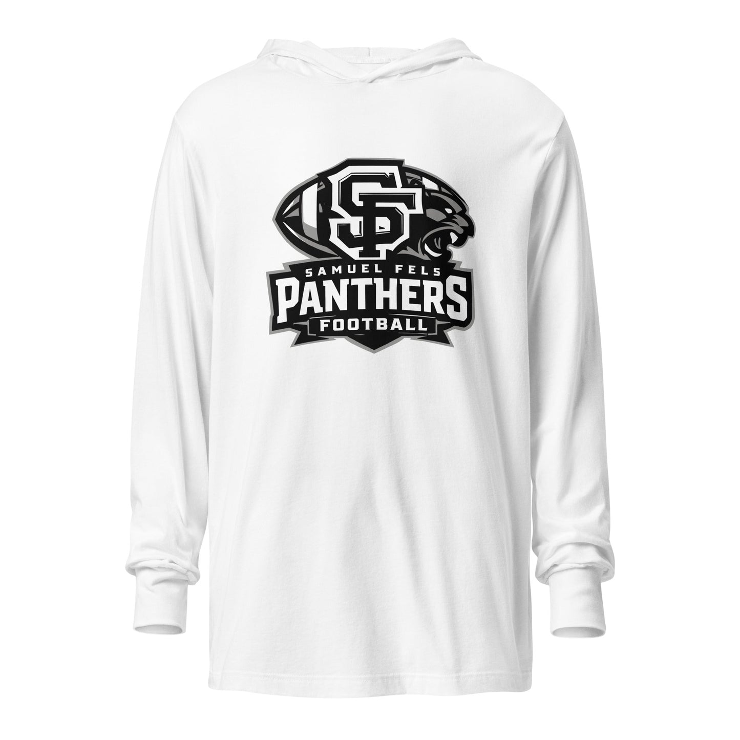 Performance | Hooded Long Sleeve T Shirt | Samuel Fels Football | Emblem Logo