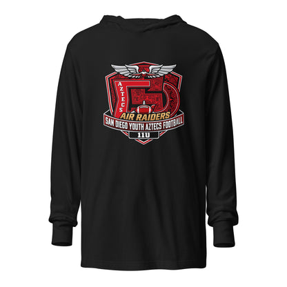Performance | Hooded Long Sleeve T Shirt | San Diego Youth Aztecs Football 11u Air Raiders | Shield Logo