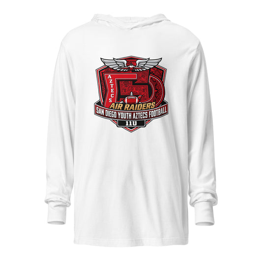 Performance | Hooded Long Sleeve T Shirt | San Diego Youth Aztecs Football 11u Air Raiders | Shield Logo