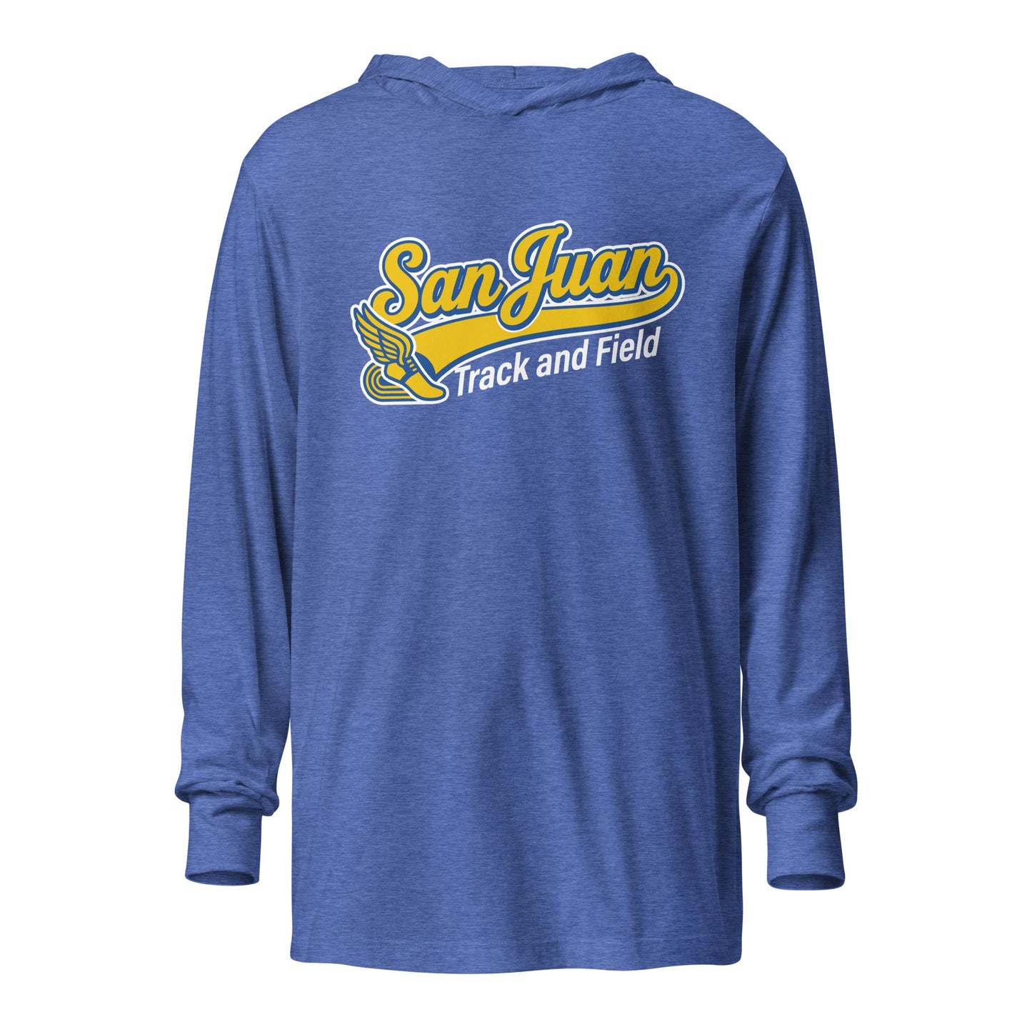 Performance | Hooded Long Sleeve T Shirt | San Juan Track and Field | Script Logo
