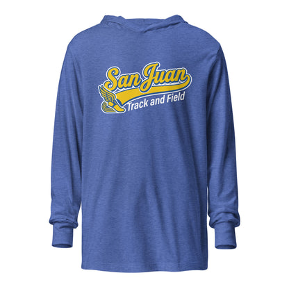 Performance | Hooded Long Sleeve T Shirt | San Juan Track and Field | Script Logo