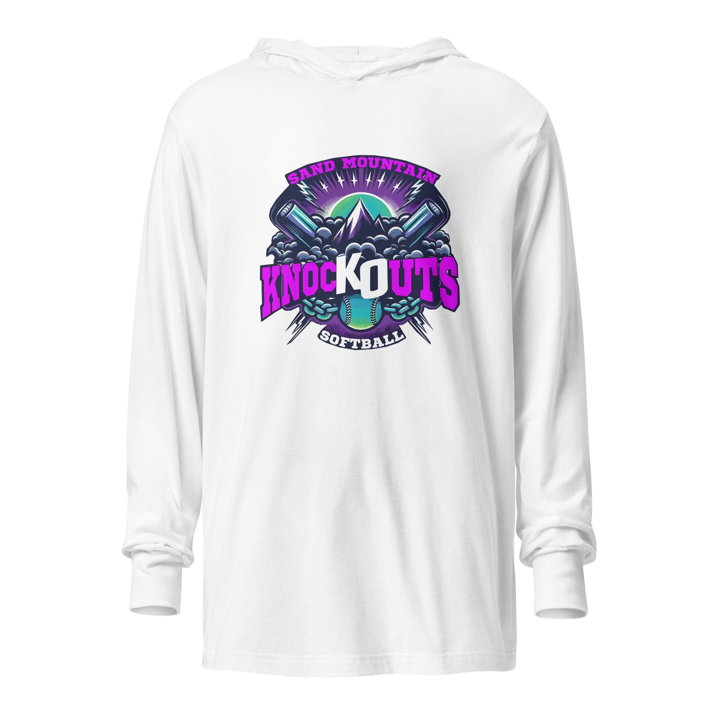 Performance | Hooded Long Sleeve T Shirt | Sand Mountain Knockouts | Ball & Bat Logo