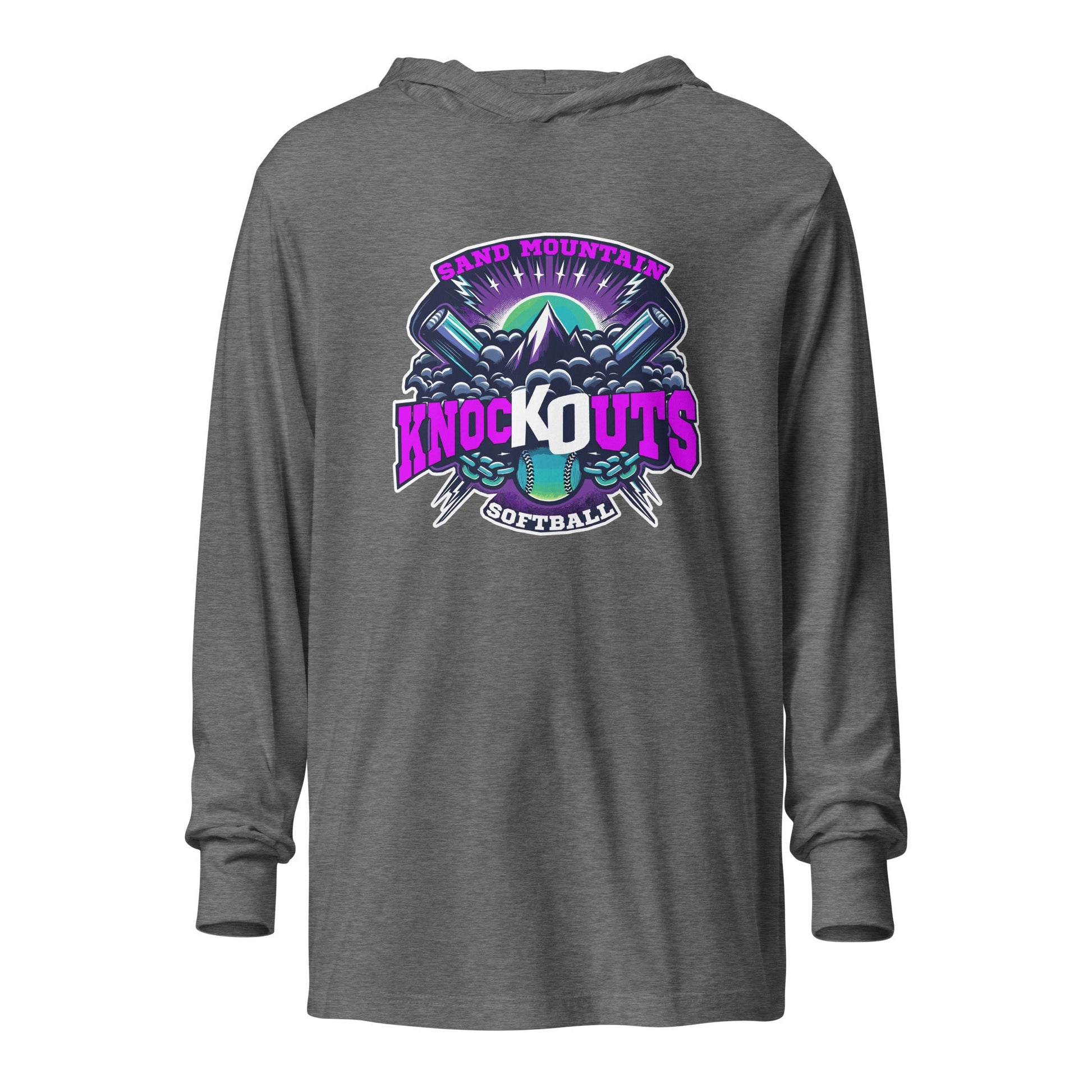 Performance | Hooded Long Sleeve T Shirt | Sand Mountain Knockouts | Ball & Bat Logo