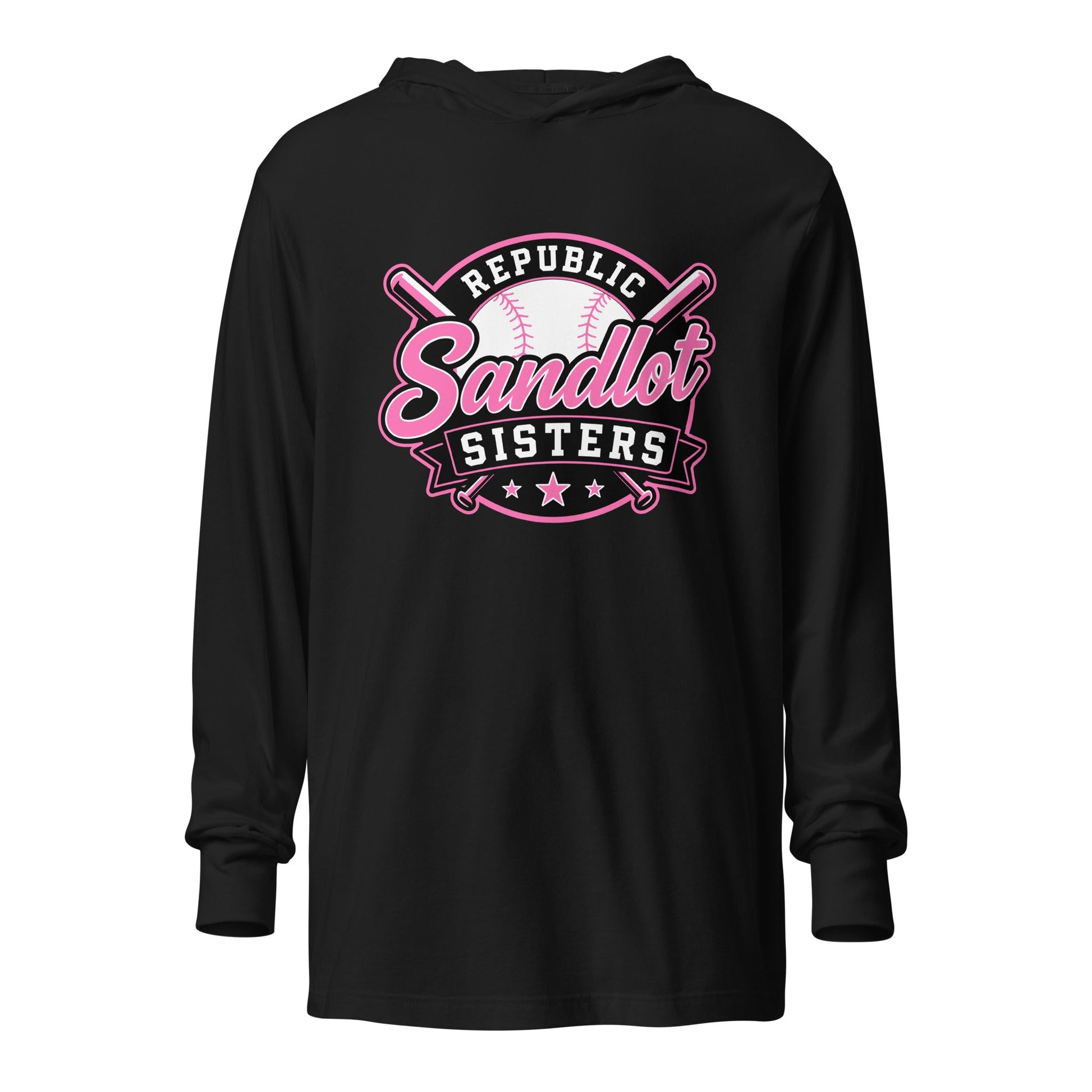 Performance | Hooded Long Sleeve T Shirt | Sandlot Sisters | Badge Logo