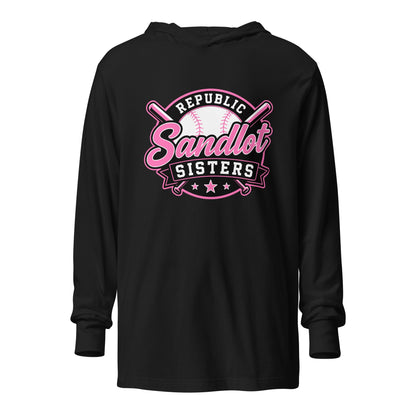 Performance | Hooded Long Sleeve T Shirt | Sandlot Sisters | Badge Logo