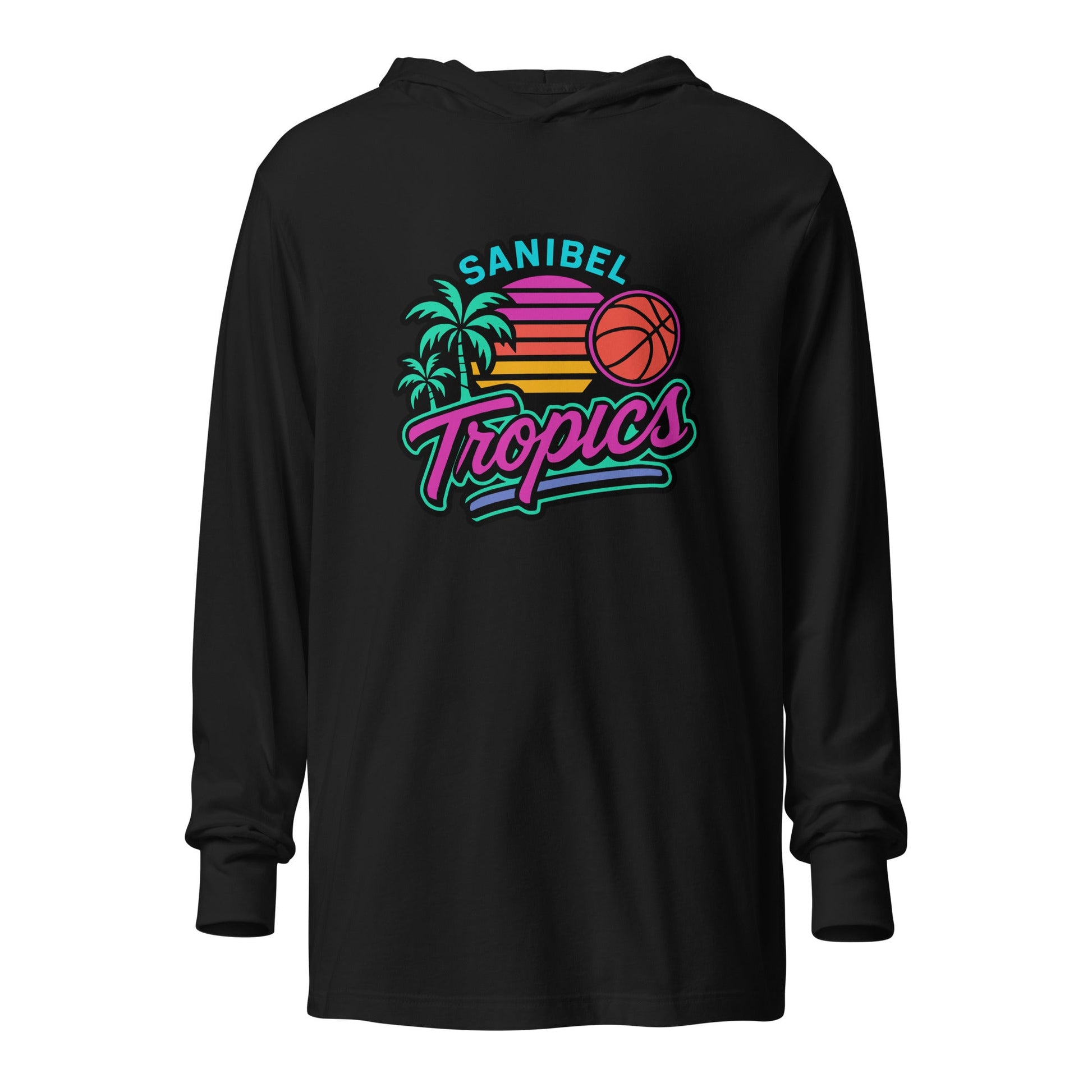 Performance | Hooded Long Sleeve T Shirt | Sanibel Tropics | Coastal Clash Logo