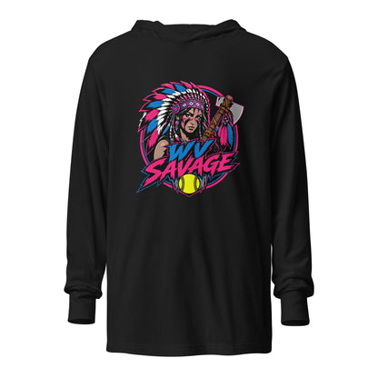 Performance | Hooded Long Sleeve T Shirt | Savage | Crest Logo