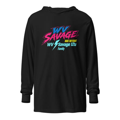 Performance | Hooded Long Sleeve T Shirt | Savage | Modern Text Logo