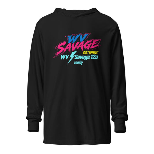 Performance | Hooded Long Sleeve T Shirt | Savage | Modern Text Logo