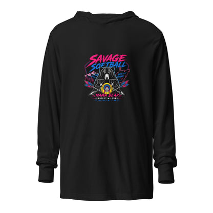 Performance | Hooded Long Sleeve T Shirt | Savage Softball | Mascot Logo