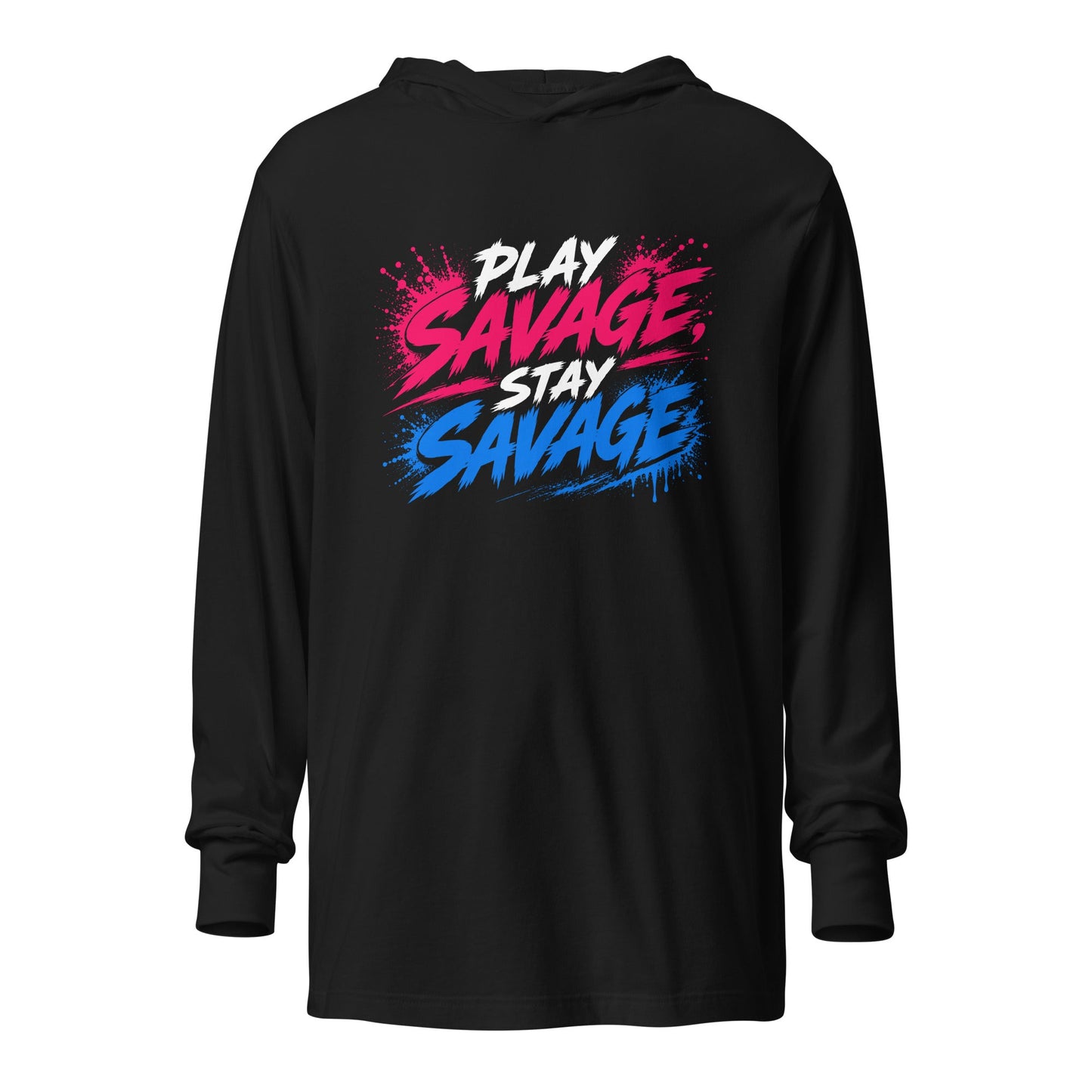 Performance | Hooded Long Sleeve T Shirt | Savage Softball | Play Stay Logo