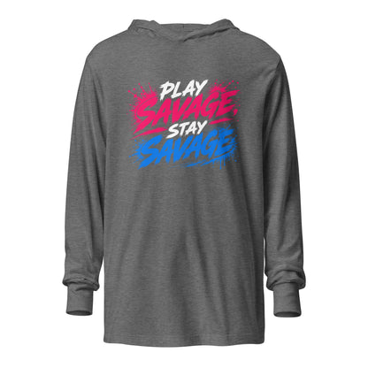 Performance | Hooded Long Sleeve T Shirt | Savage Softball | Play Stay Logo