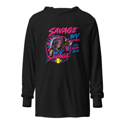 Performance | Hooded Long Sleeve T Shirt | Savage | Vanguard Logo